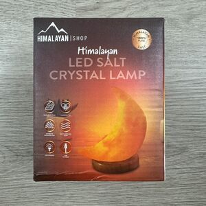 Moon Shape Himalayan Salt Crystal Lamp Mini USB Powered LED Light Wood Base New